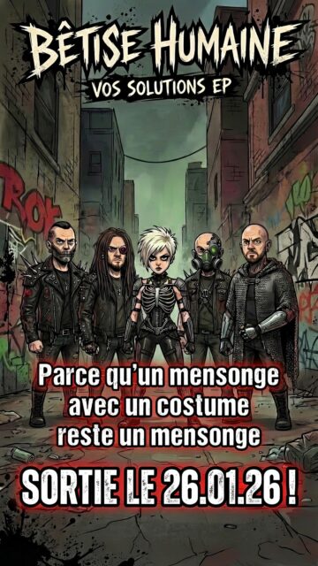 🕖Sortie imminente !
"Fatigué qu’on nous parle d’ordre comme si la paix venait des élites élues"
Vos Solutions EP, clip déjà dispo ! 🔥🔥

#betisehumaine #frenchrock #musicvideo #punk